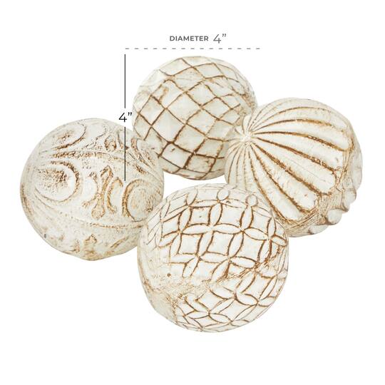 4" Distressed White Ceramic Country Orb Vase Filler Set